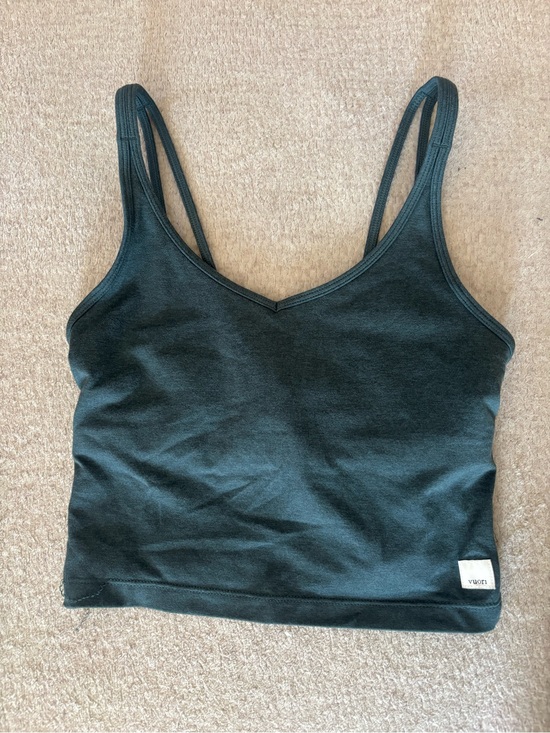 Vuori Tops - Vuori Dark Green/Blue Double-Strap V-Neck Crop Tank
